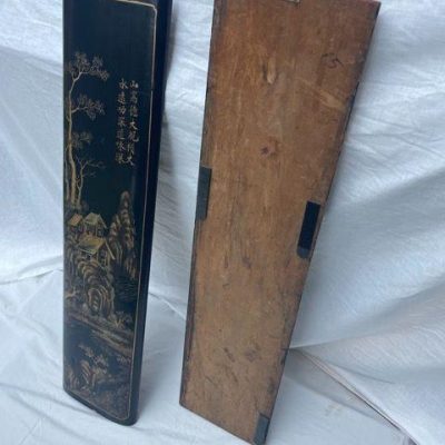 HC-008 — Pair of Painted Chinese Landscape & Calligraphy Panels (view 3)