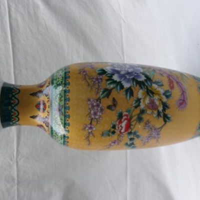 HC-017 — Chinese Famille Rose-Style Yellow-Ground Vase with Birds and Flowers (view 5)