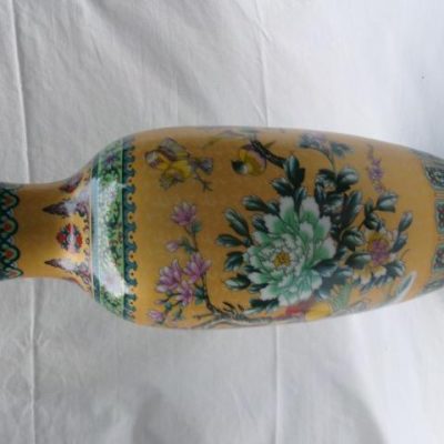 HC-017 — Chinese Famille Rose-Style Yellow-Ground Vase with Birds and Flowers (view 11)