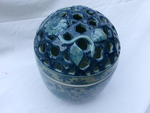 HC-026 — Chinese Blue-and-White Pierced Ceramic Potpourri Vessel