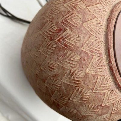 HC-029 — Chinese Textured Earthenware Vessel Lamp (view 11)