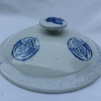 HC-030 — Chinese White Ceramic Covered Bowl with Blue Decoration (view 11)