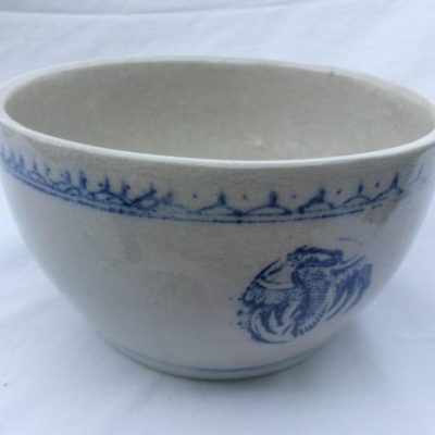 HC-030 — Chinese White Ceramic Covered Bowl with Blue Decoration (view 14)